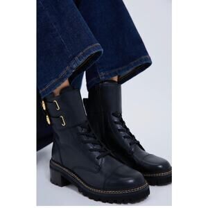 See by Chloe Black Leather Mallory Buckle Boots